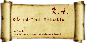 Körözsi Arisztid névjegykártya